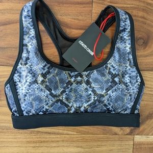 ROBERTO CAVALLI MADE IN ITALY ACTIVE TANK - SPORTS BRA BLACK BLUE + GOLD NWT ❤️